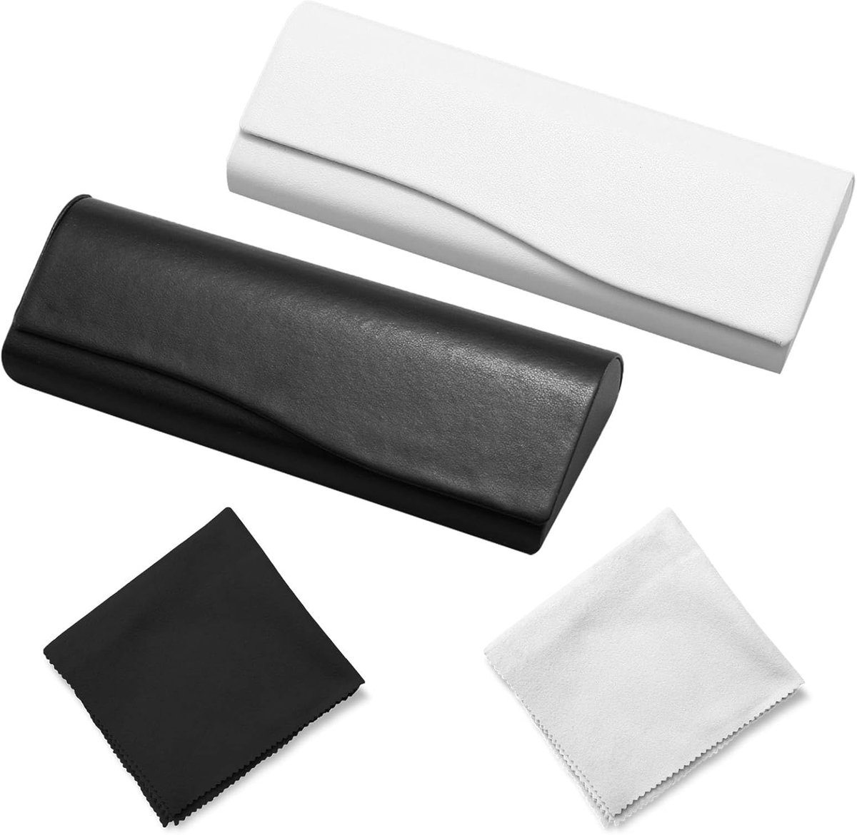 Bril etui 2 stuks - leren brillenkoker - zwart/wit - beschermt uw brillen tegen krassen - ShopVlot