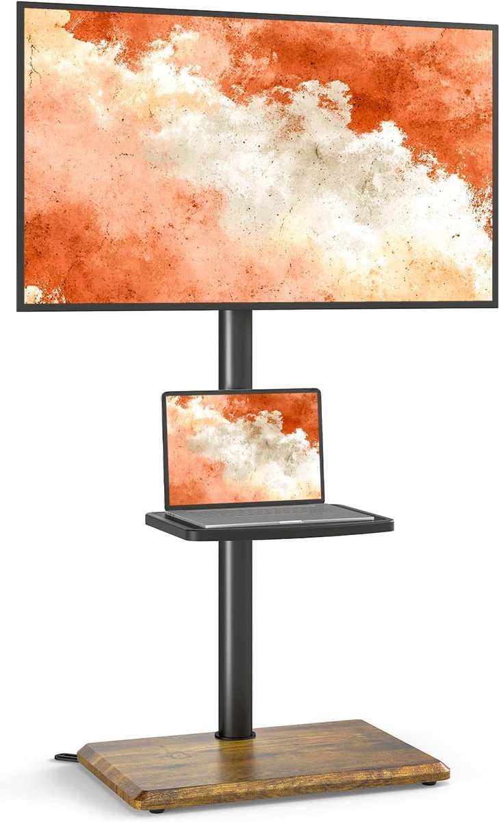 TV standaard 32-60 inch - hoogte verstelbaar - draaibaar met zwarte houten basis - voor optimale kijkervaring - ShopVlot