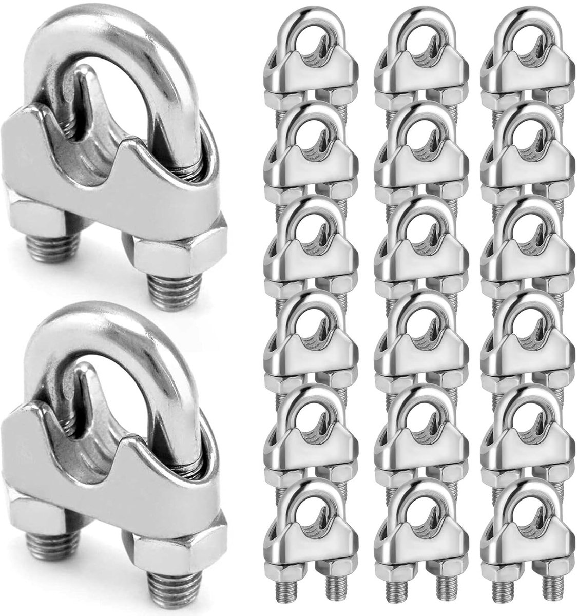 Kabelklemmen M4 - 20 stuks - U-vormige groef - Voor bevestiging van kabels en touwen - ShopVlot