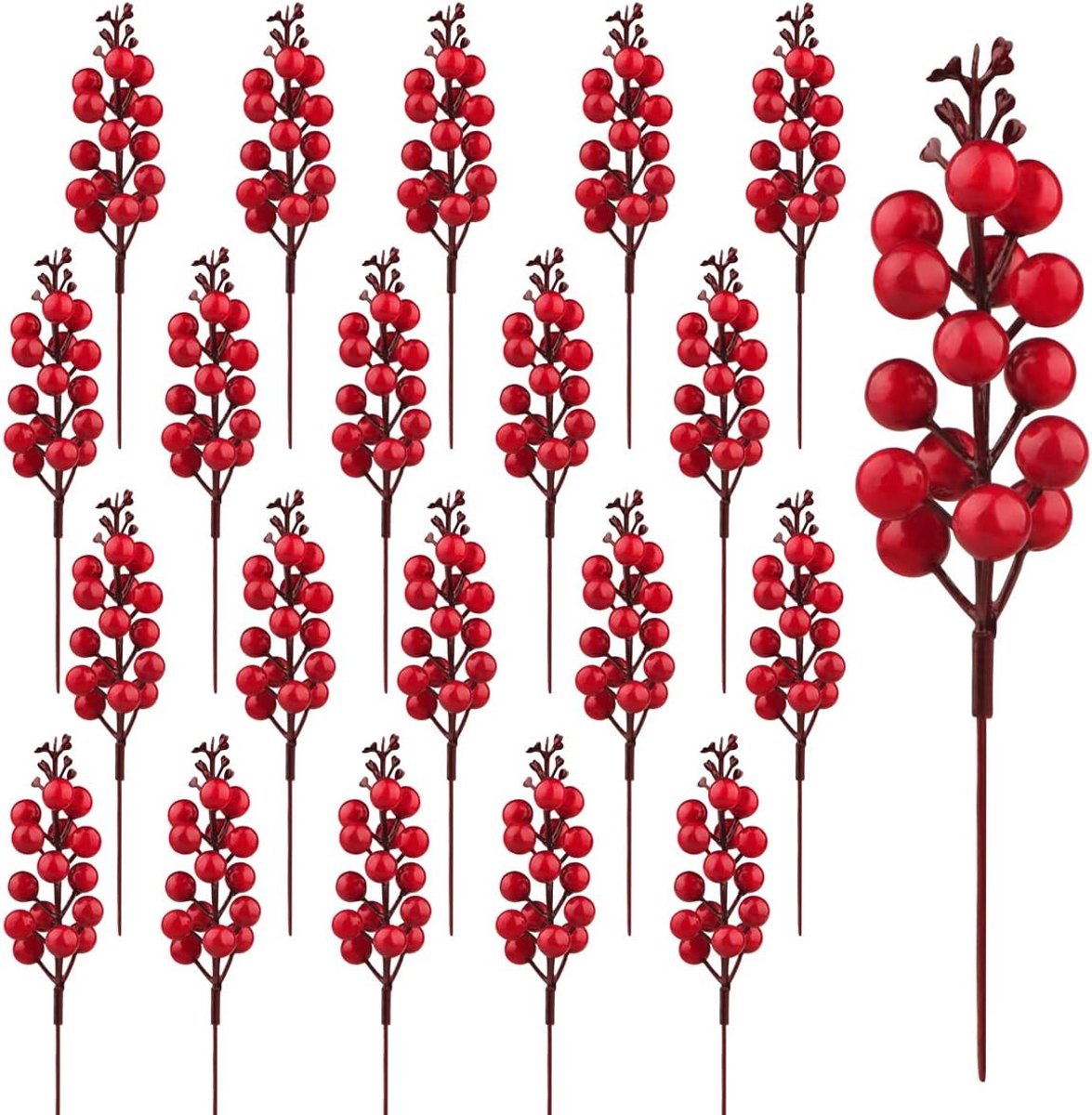 Kunststof bessenstelen 20 stuks - bordeaux gouden bessen - kerstdecoratie - perfect voor DIY projecten - ShopVlot