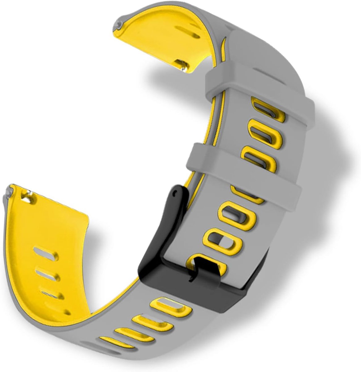 Siliconen horlogeband 20mm - Grijs/geel - Ademend en comfortabel - Ideaal voor sport - ShopVlot