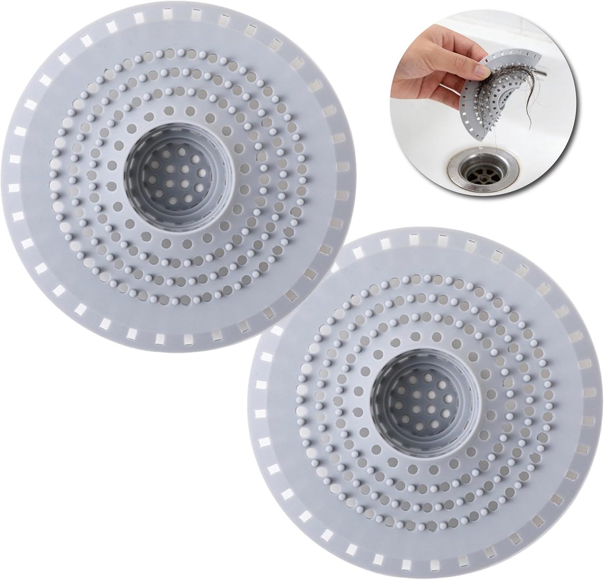Afvoerstrainer 2 Stuks - Silicone - Flexibel en Krachtig - Ideaal voor Haar en Resten - ShopVlot