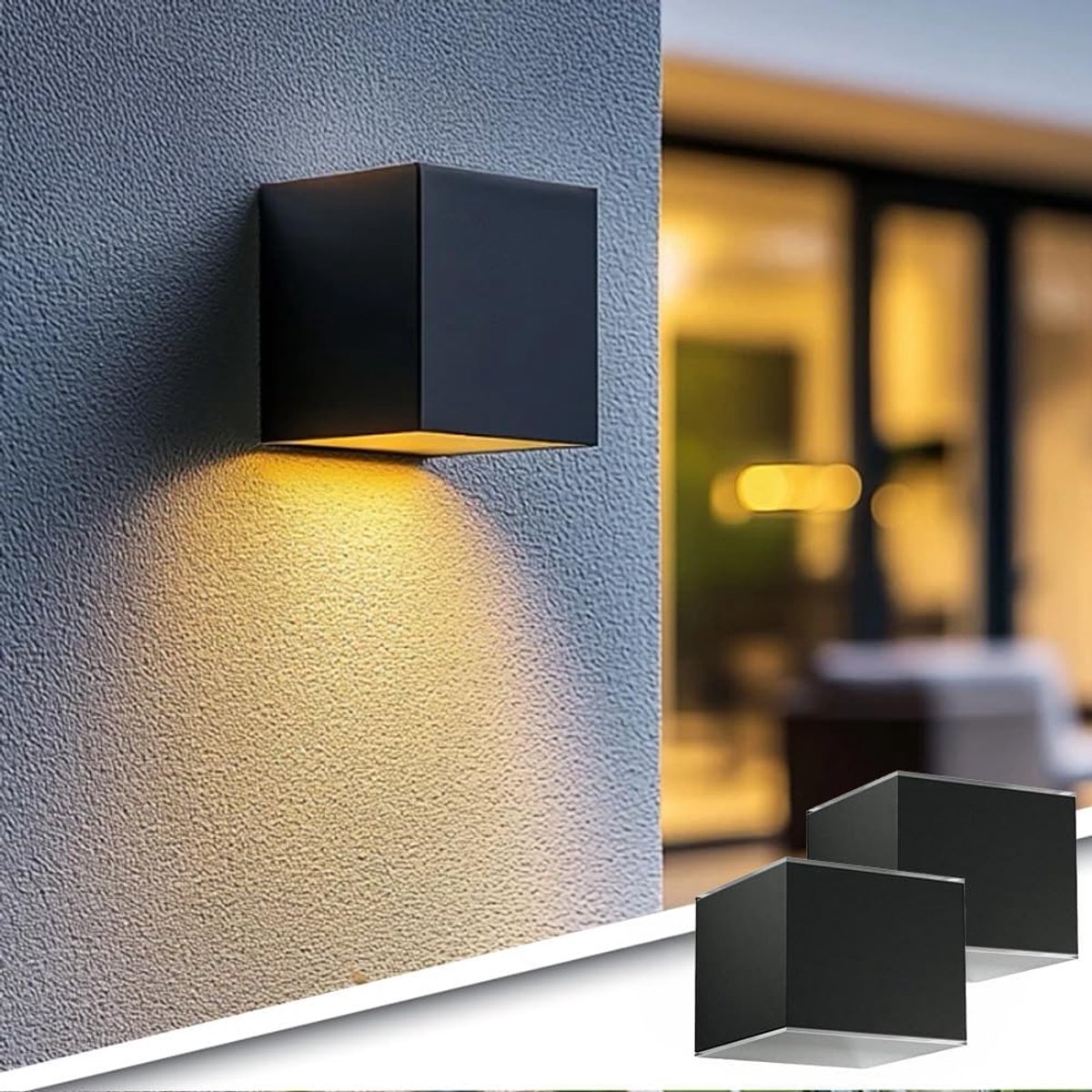 Buitenlamp set van 2 - Antraciet aluminium - Warm witte LED verlichting - Ideaal voor tuin en terras - ShopVlot