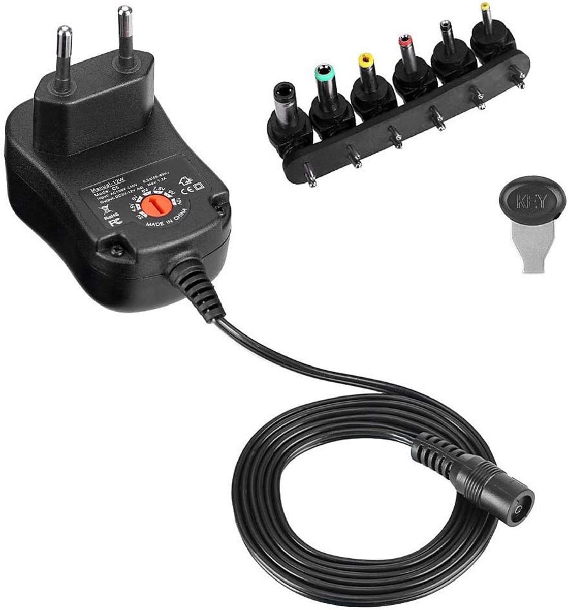 Lader Power Adapter - Universeel 12W - Meervoudige spanning 3V-12V - Geschikt voor verschillende apparaten - ShopVlot