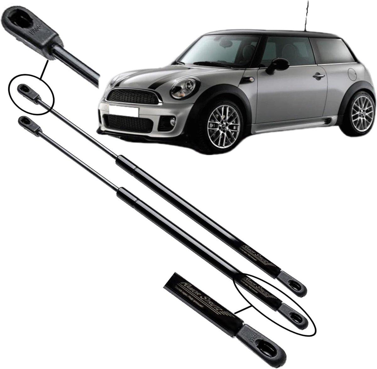 Gasveren achterklep 495 mm - vervangingsset voor BMW Mini One en Cooper R56 - inclusief installatievideo - ShopVlot