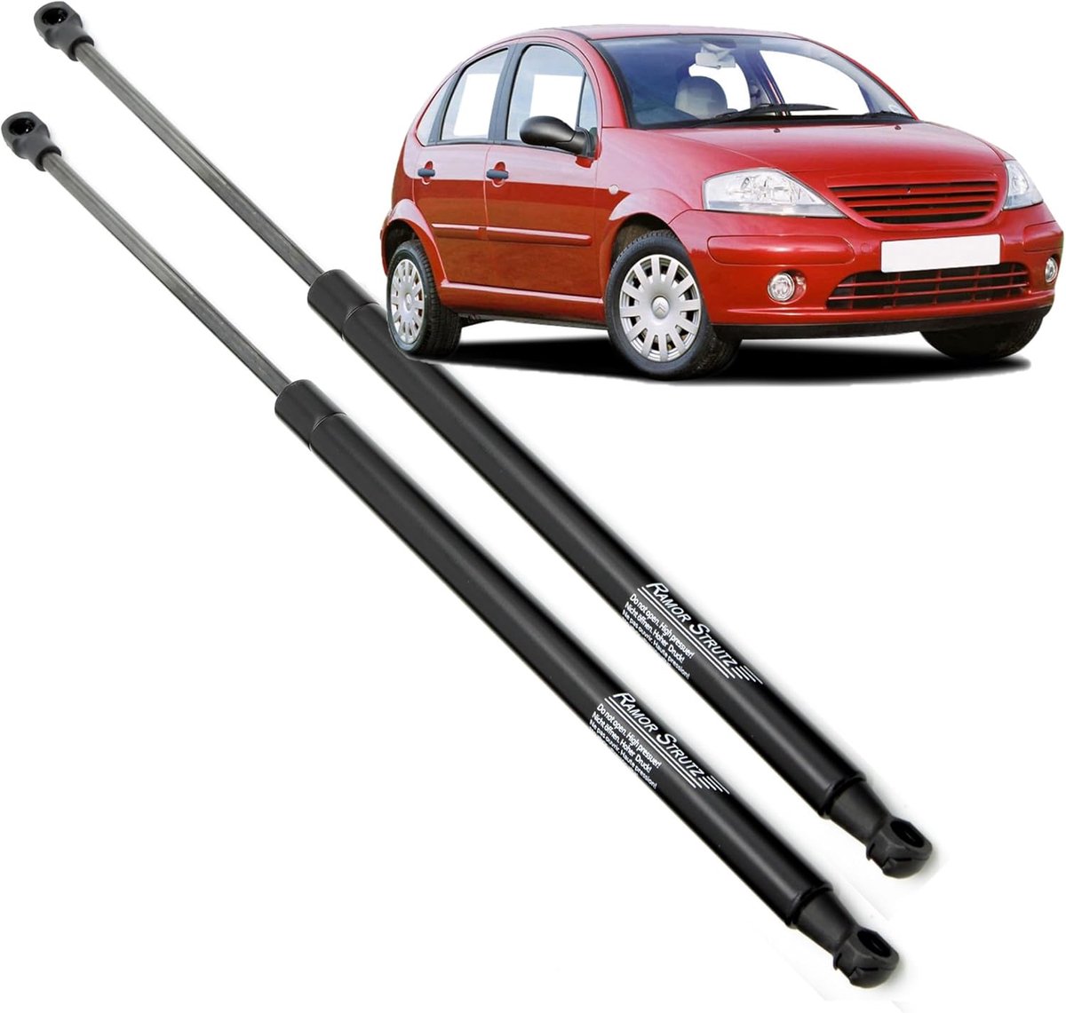 Gasveer achterklep 445mm - 2x vervangingsset - voor Citroen C3 Mk1 2002-2009 - eenvoudige installatie - ShopVlot