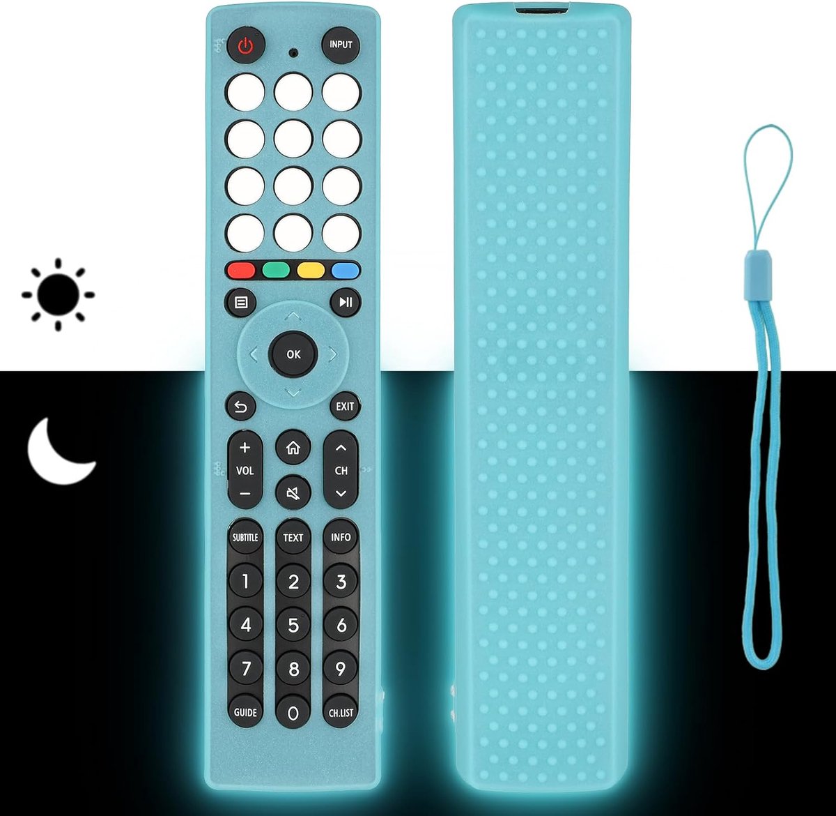 Afstandsbediening silicone - Fluorescent blauw - Schokbestendige beschermhoes - Perfecte pasvorm voor Hisense TV - ShopVlot