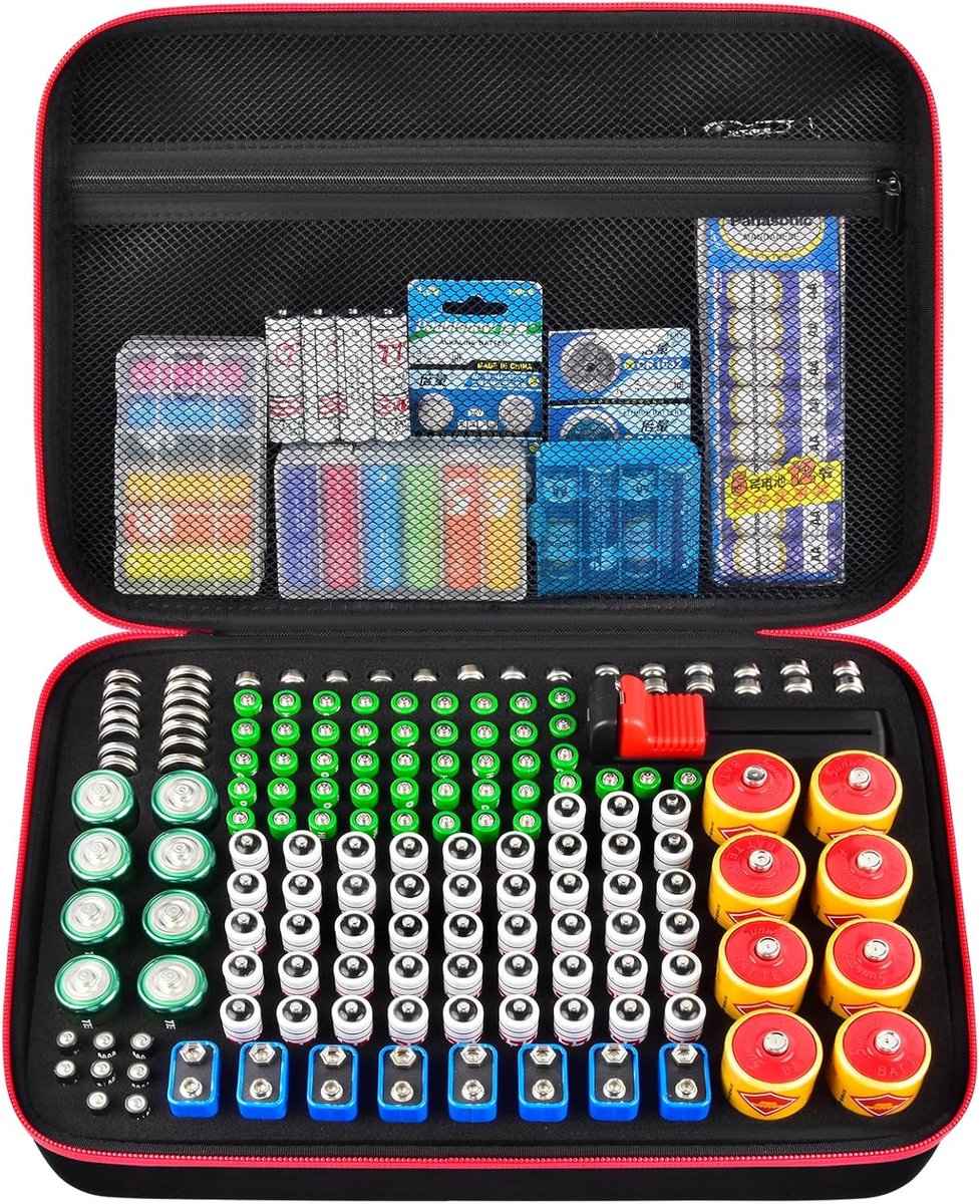 Batterijopslagdoos met tester BT-168 - Organisator voor 161+ batterijen - Inclusief batterijtester - ShopVlot