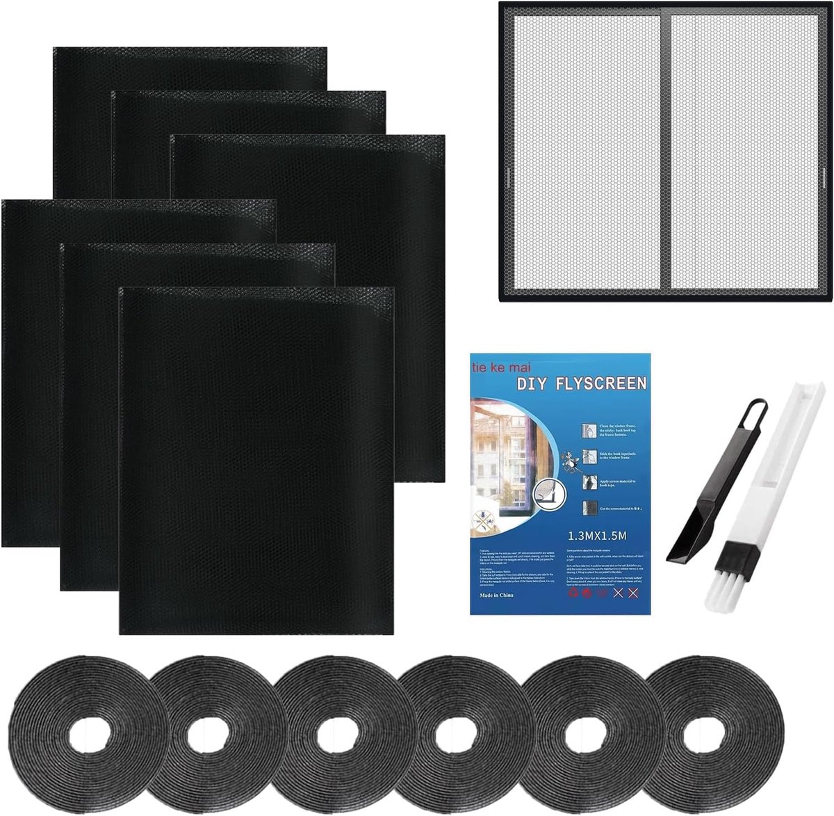 Vliegengaas voor ramen 130 cm x 150 cm - polyester garennet - insectenwerend - snijbaar voor perfecte pasvorm - ShopVlot