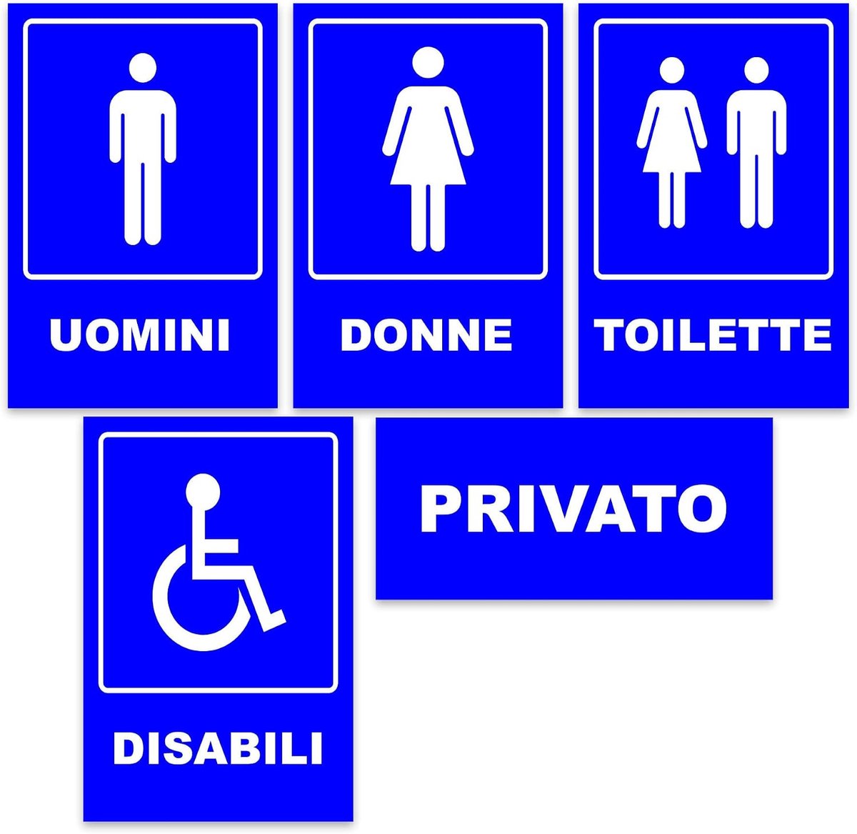 Toiletstickers set van 5 - hoogwaardig vinyl - voor mannen, vrouwen, gehandicapten en privé - ideaal voor toiletten - ShopVlot