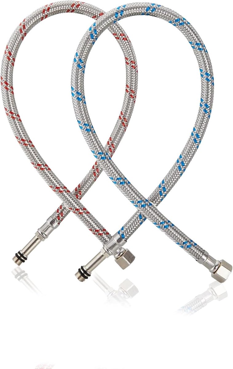 Aansluitslang 60 cm - G3/8 x M10 RVS - Gevlochten staal - Voor waterkraan - ShopVlot