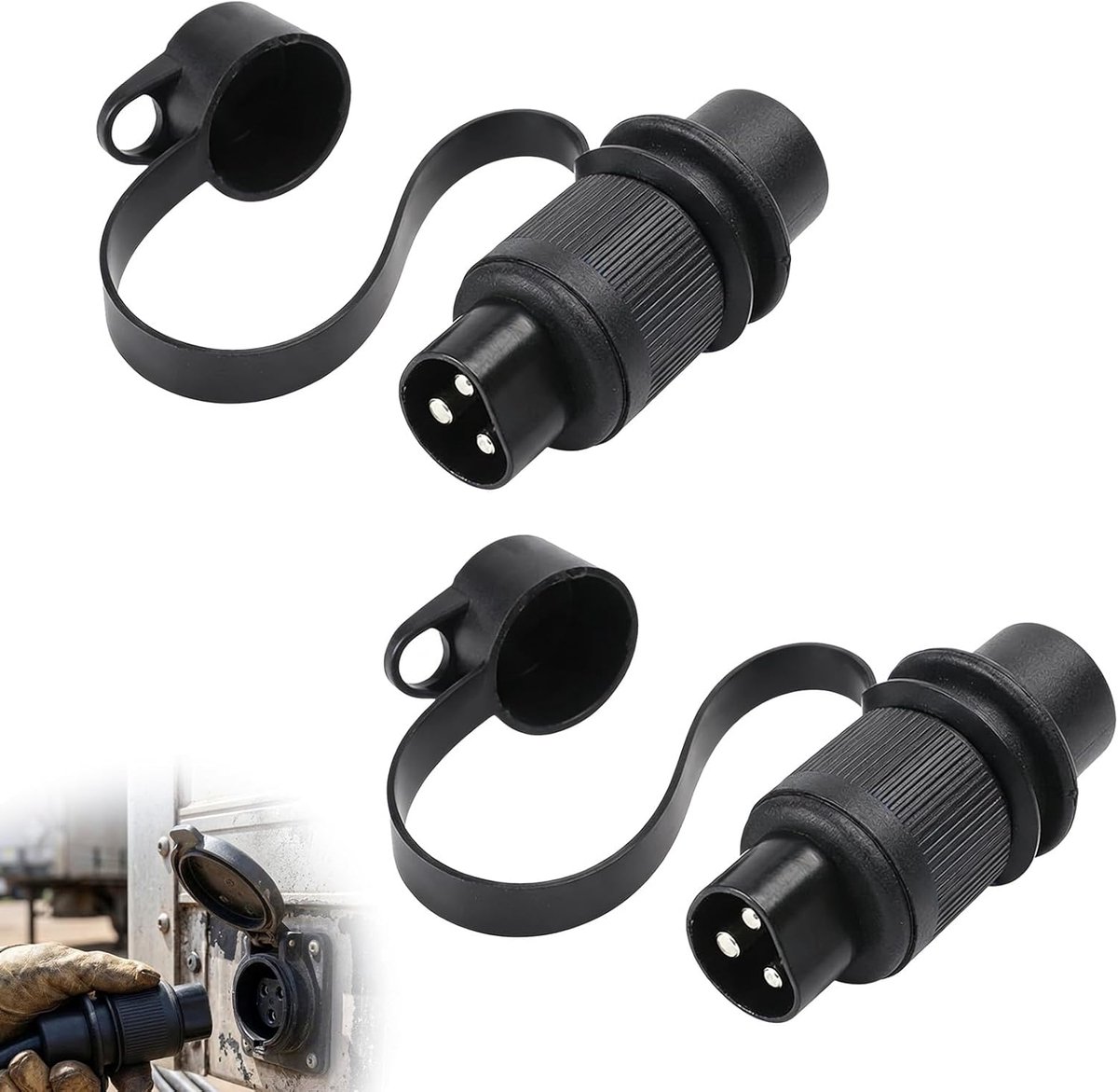 Trailer Plug 3-Pin 12V - Waterproof - Geschikt voor voertuigen - Betrouwbare verbinding voor aanhangwagens - ShopVlot