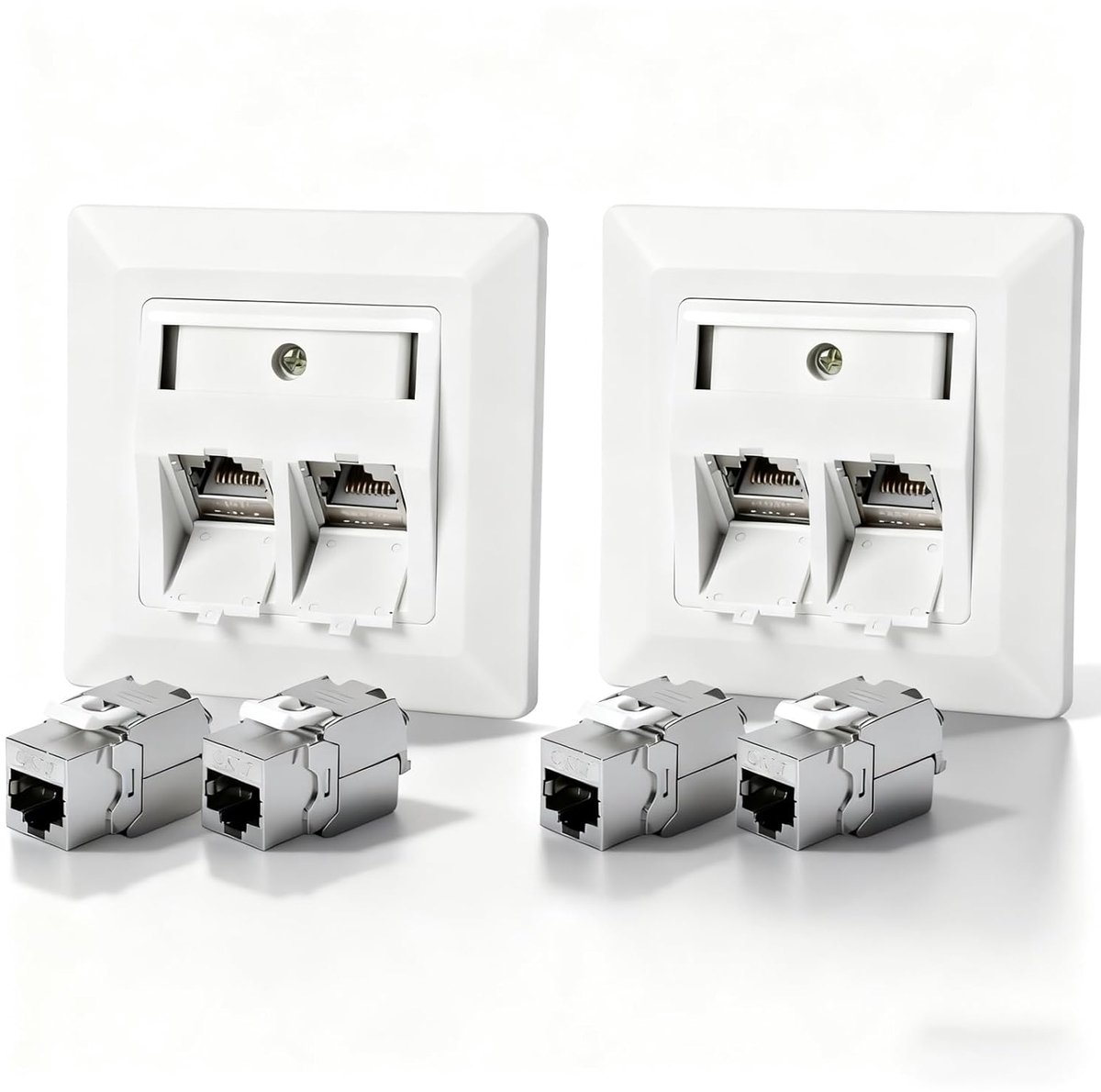 2-Port CAT 7 Netwerkdoos Inbouw - Inclusief 4 CAT 7 Keystone RJ45 Modules - 10 Gbit/s Stabiel Netwerk - ShopVlot