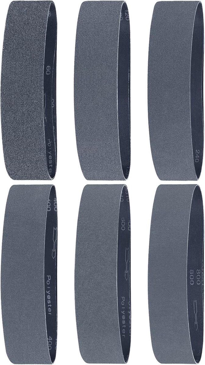 Schuurband 50x686mm - Siliconencarbide - 12 Stuks K60-K800 - Ideaal voor het slijpen van messen - ShopVlot