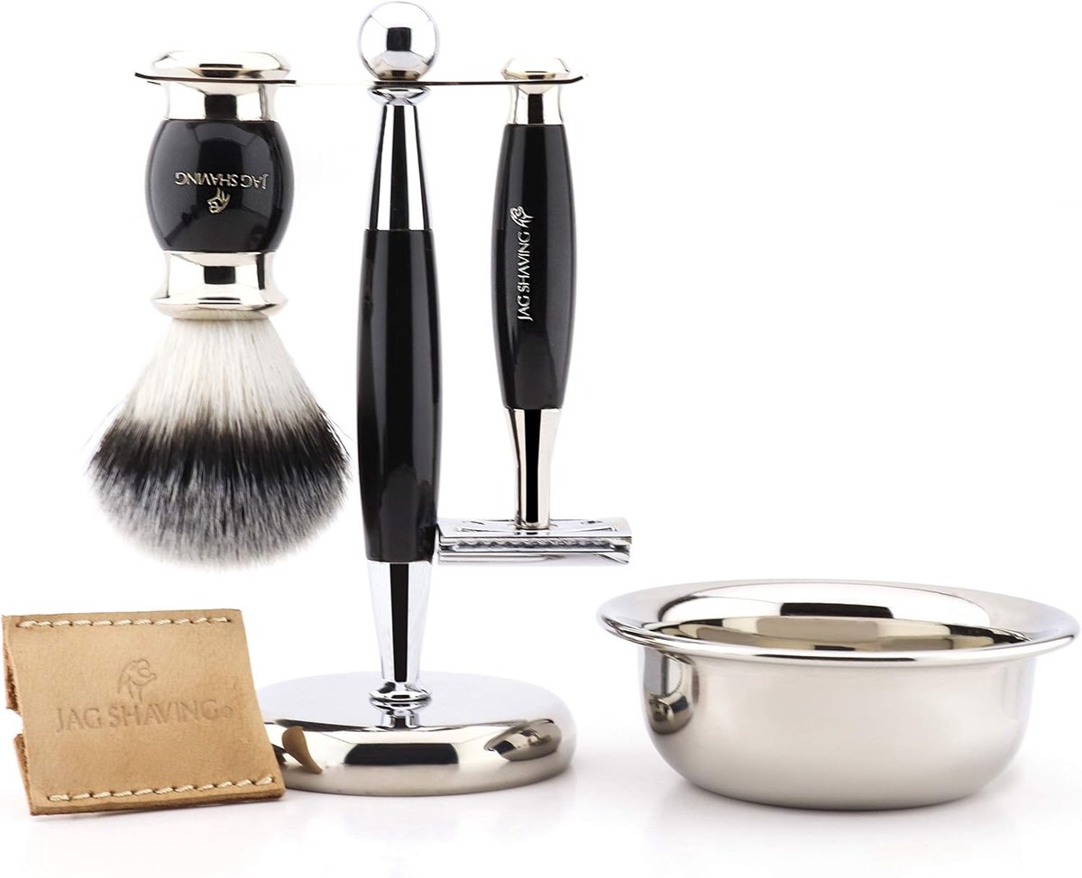 Scheerset voor heren - dubbelzijdig scheermes - dassenhaar scheerkwast - professioneel nat scheren - ShopVlot