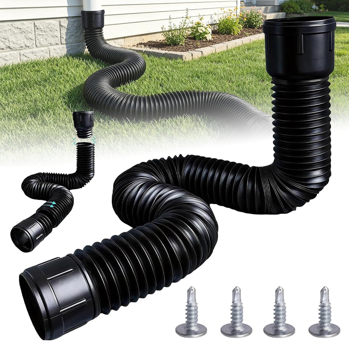 Dakgoot verlengbuis 47-150 cm - flexibele afvoerbuisverlenging - voor 80/100 mm valpijp - eenvoudige installatie - ShopVlot