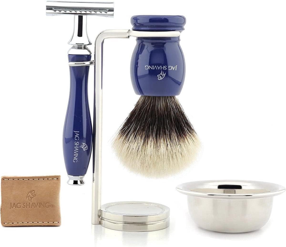 Scheerset voor mannen - Badger haar scheerkwasten set - Dubbele scheermes - Professionele scheerervaring - ShopVlot