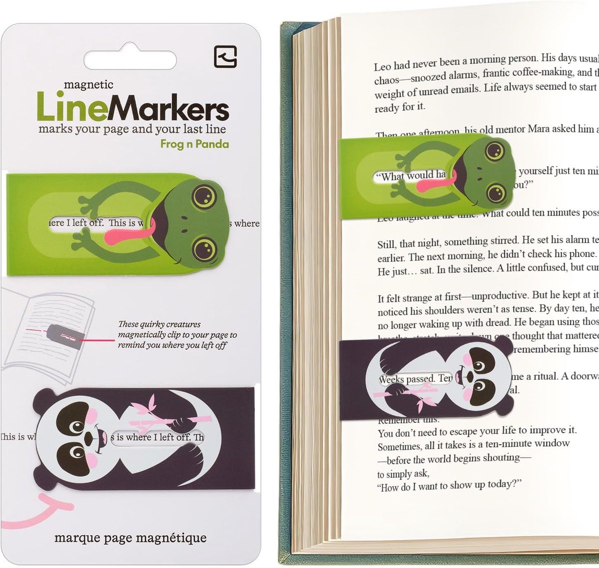 Boekenlegger Linemarker - Set van 2 magnetische boekenleggers - Inclusief lijnmarkeerfunctie - ShopVlot