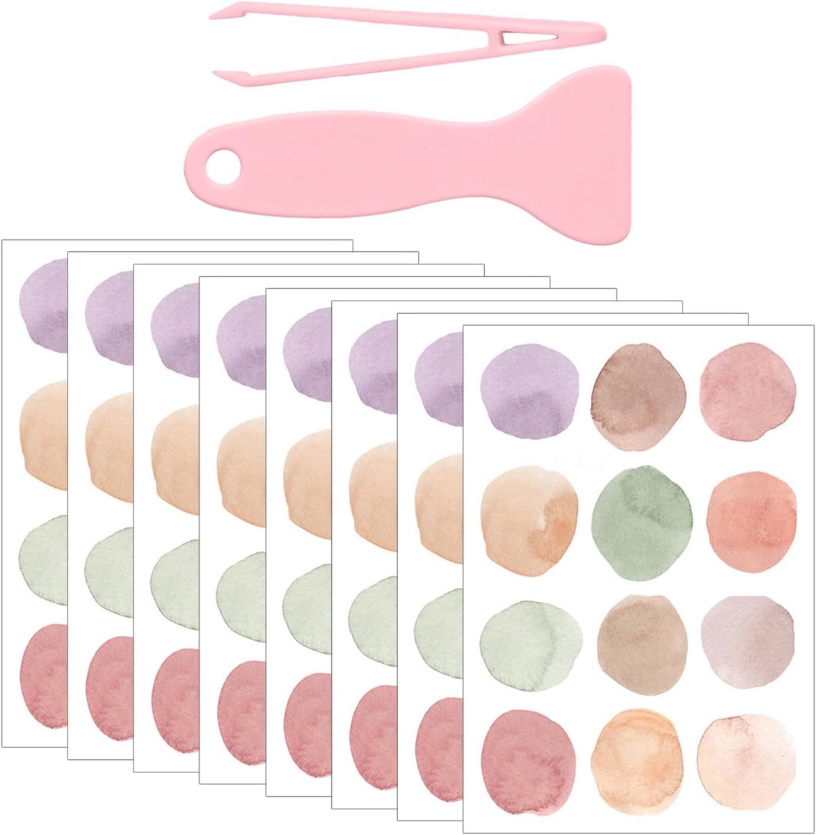 Decoratieve Muurstickers 20x29 cm - Gekleurde Gestippelde Stickers - Inclusief Roze Pincet Schraper - Voor Kinderkamer - ShopVlot