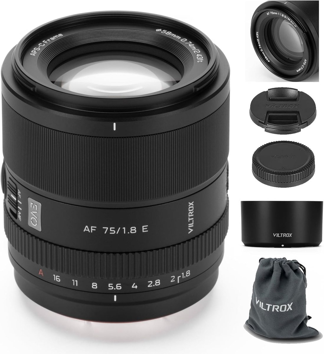 Lens 75 mm F1.8 - vaste brandpuntsafstand - autofocus - perfecte scherpte voor Sony E-apparaten - ShopVlot