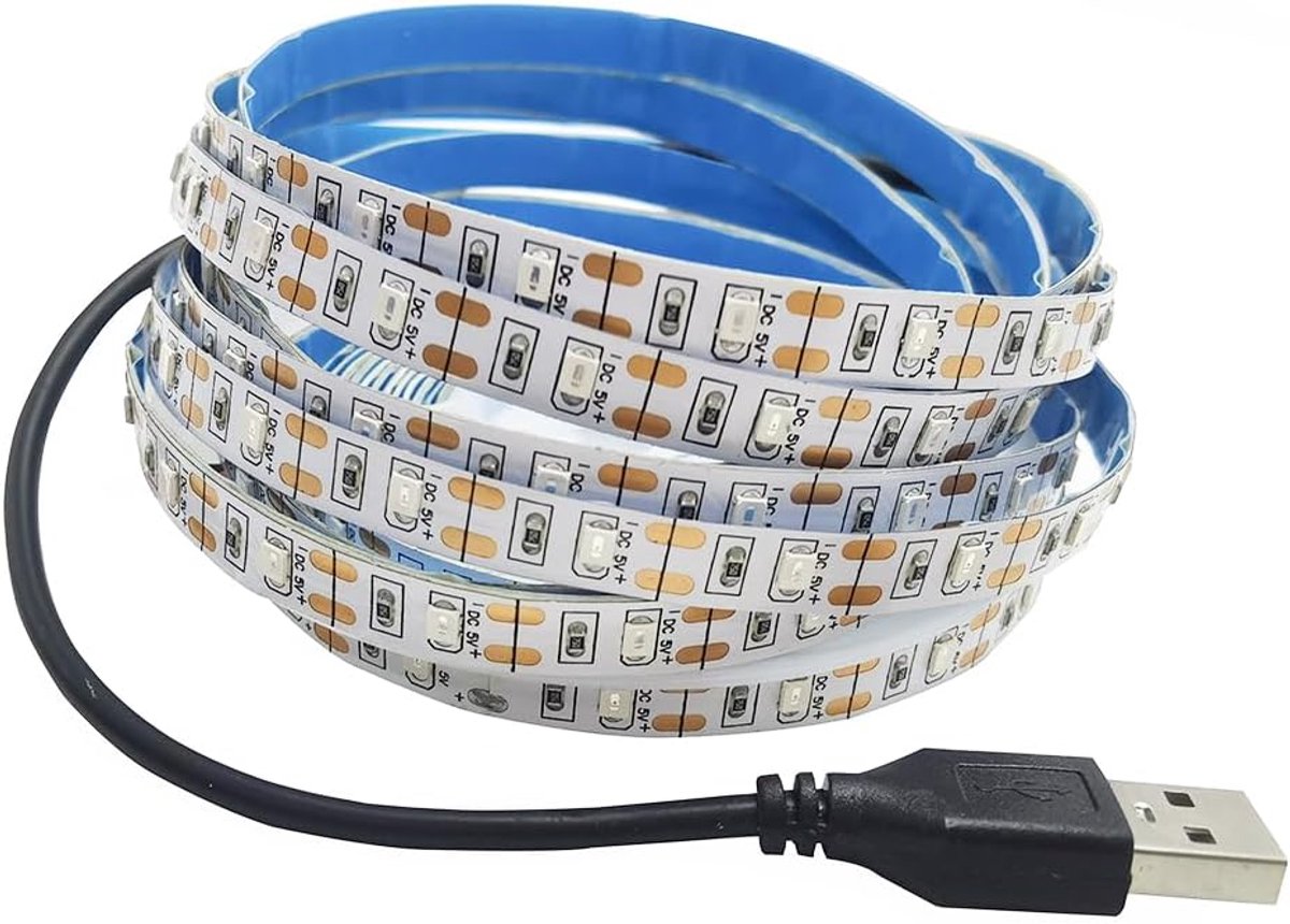 USB LED Strip 5M - SMD 3528 Blauw - Flexibel en Snijbaar - Ideaal voor TV en Laptop Achtergrondverlichting - ShopVlot