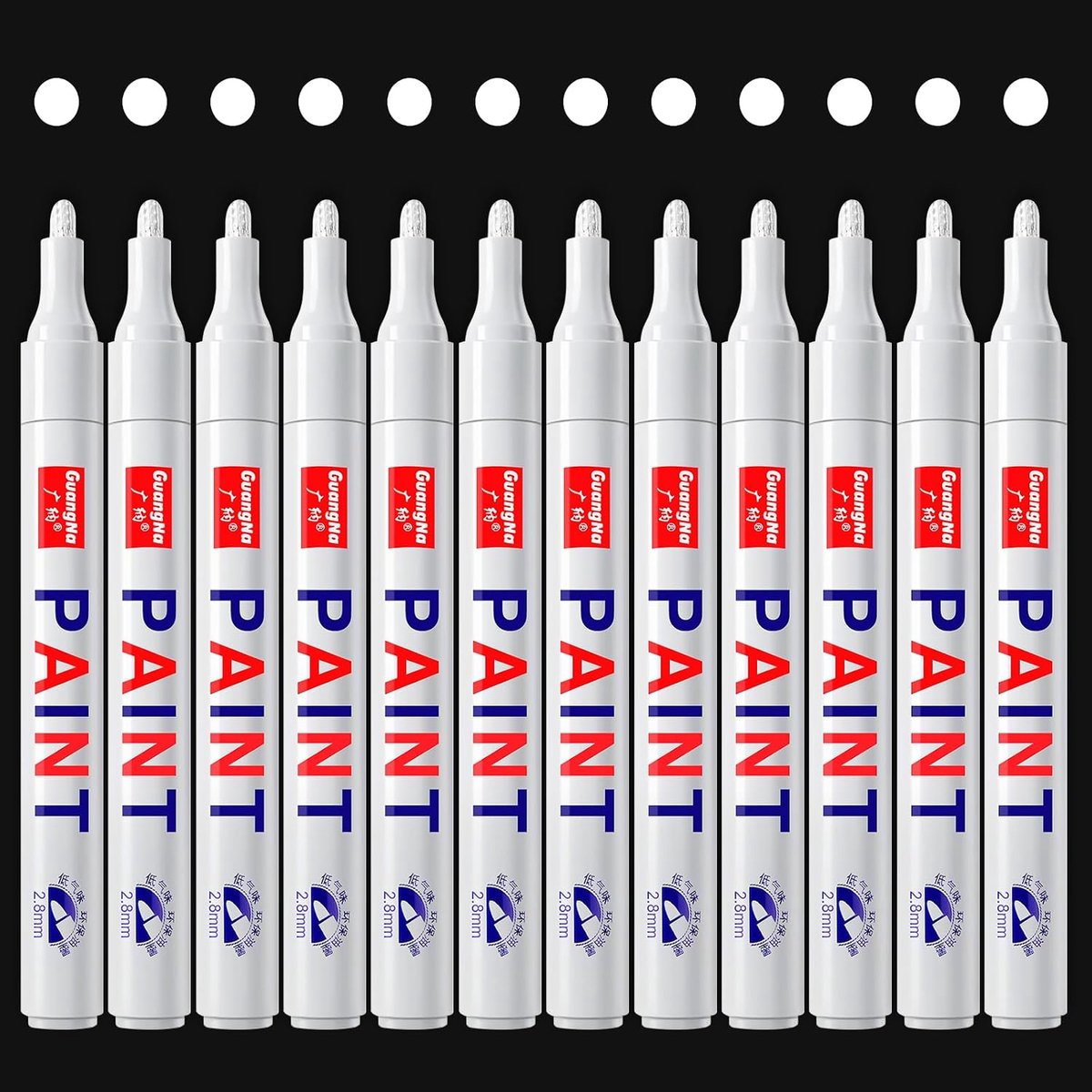 Permanent-marker wit - set van 12 stuks - sneldrogend - ideaal voor kunst en creativiteit - ShopVlot