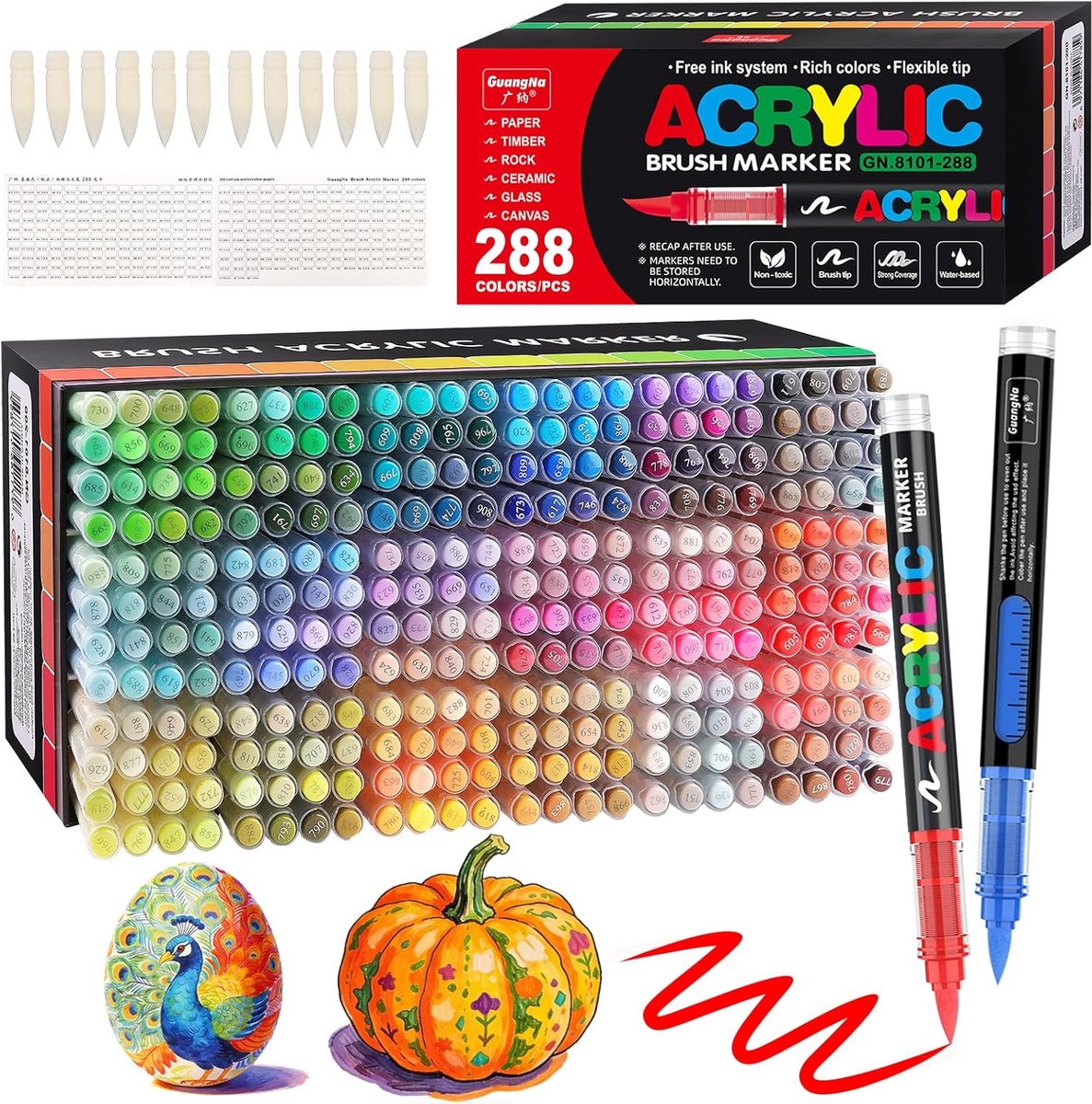 Acrylstiften 288 kleuren - veelzijdig en rijk aan pigment - ideaal voor creatief gebruik - ShopVlot