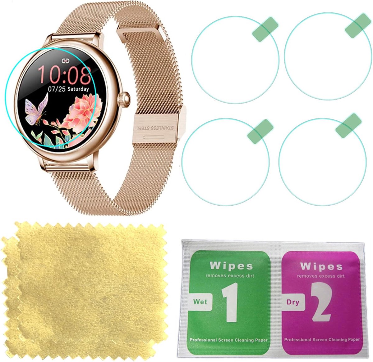 Protectieve folie smartwatch 1.07 inch - hoogwaardig glas - 99.99% HD transparantie - ShopVlot