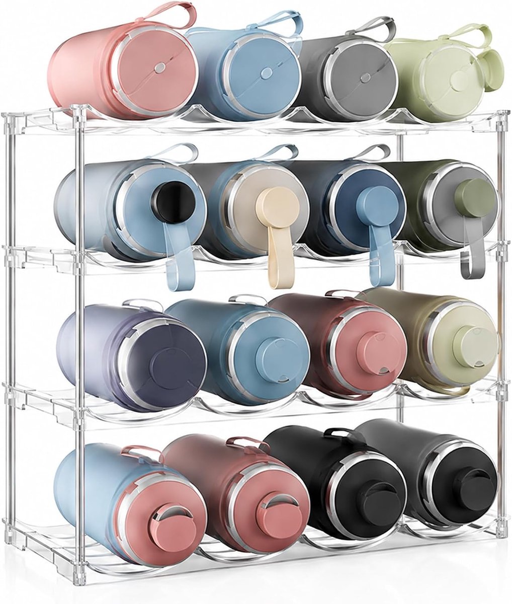 Flessenorganizer stapelbaar - kunststof - transparant - ideaal voor koelkast en keuken - ShopVlot