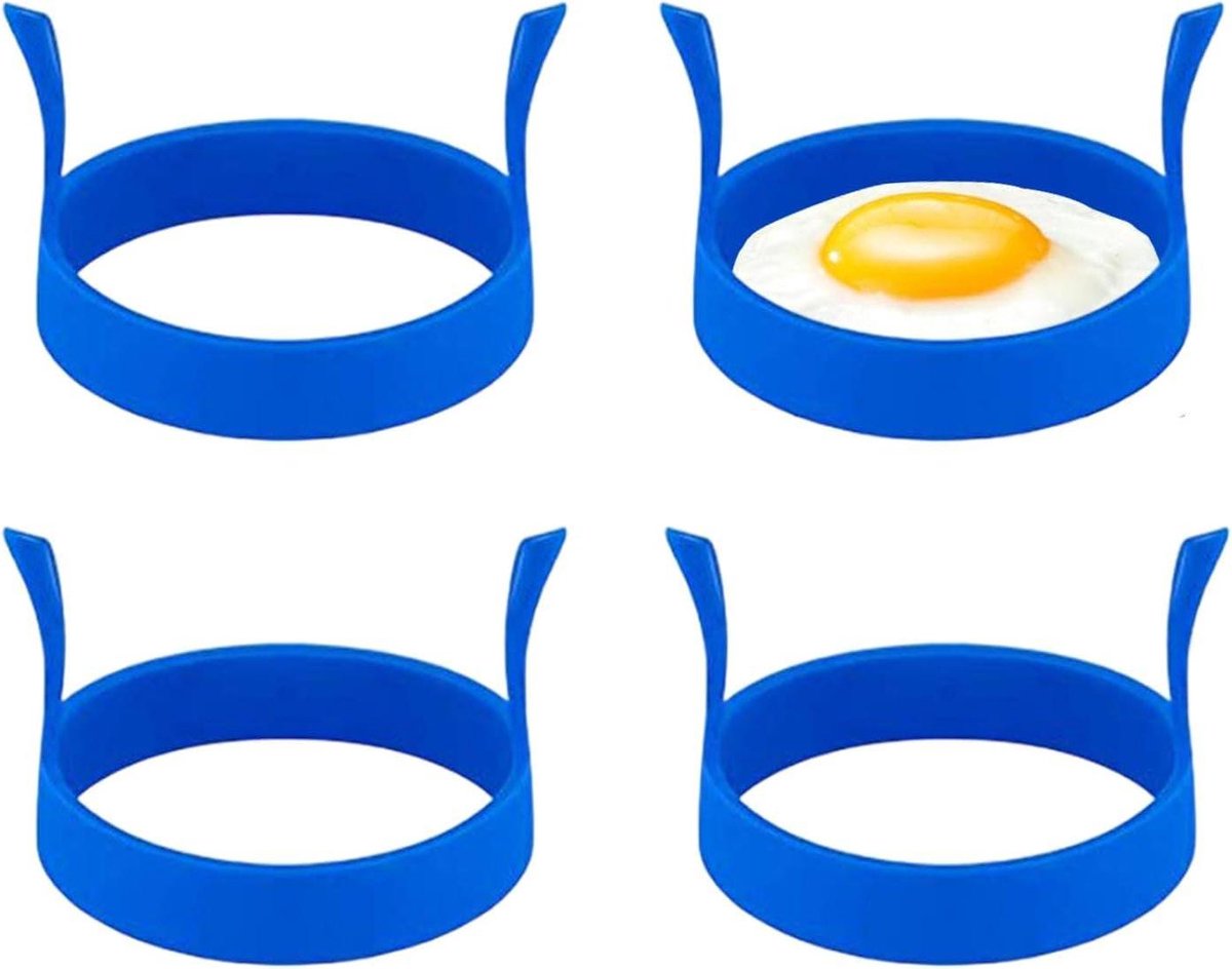 Eierring Siliconen - Omeletvorm Ronde - Ontbijt Maken - Antiaanbaklaag - 4 stuks - Uniek