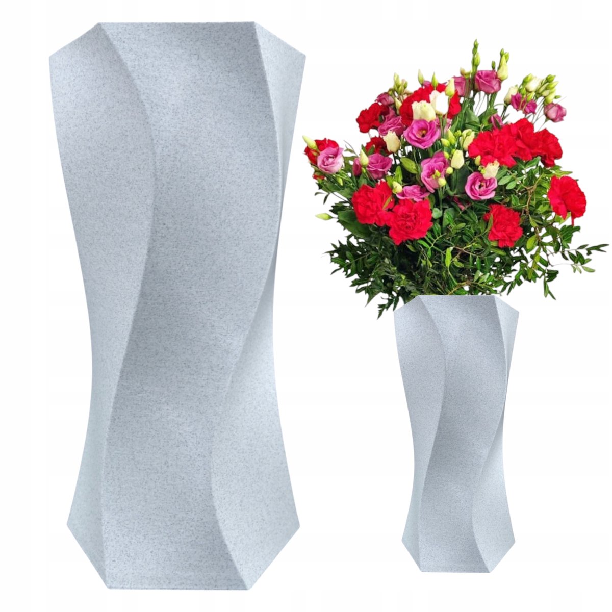Moderne Vaas Kunststof - 20 cm Hoog - Onbreekbaar - Grijs Marmer