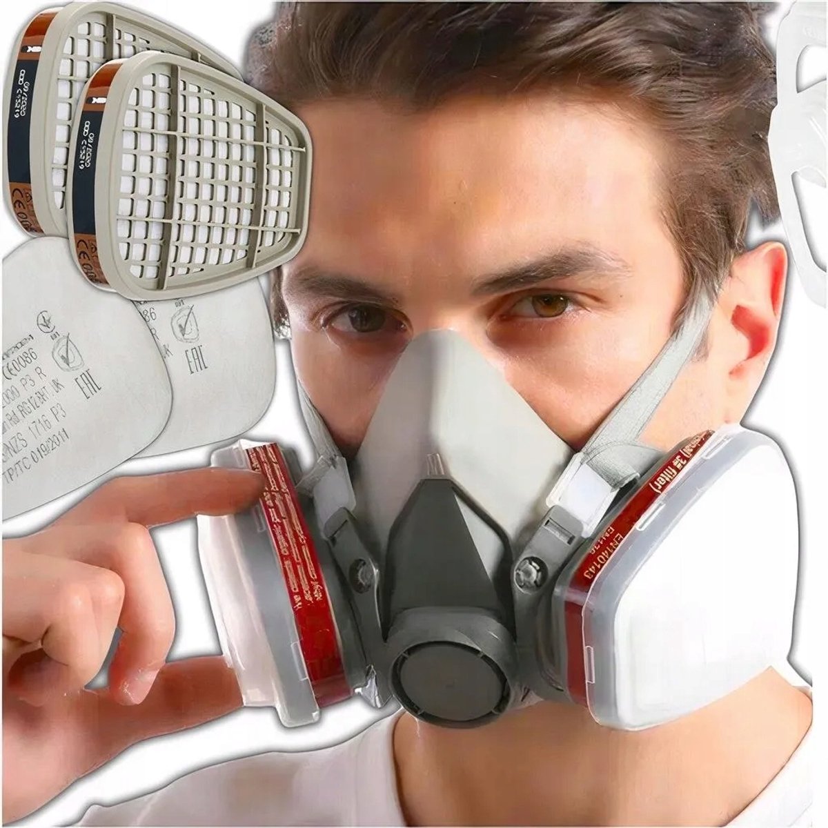Beschermend Stofmasker met Filters - Ideaal voor Lakken & Schuren