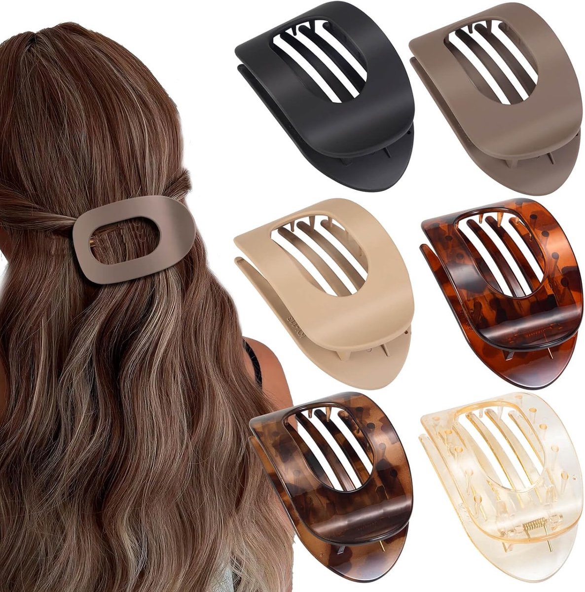 platte haarklemmen 6 stuks - grote anti-slip klemmen - sterke grip - ideaal voor dagelijks gebruik - ShopVlot
