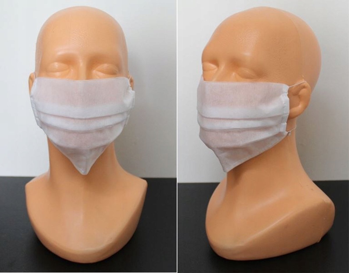 3-laags Beschermend Mondkapje - Wit, Katoen & Non-woven