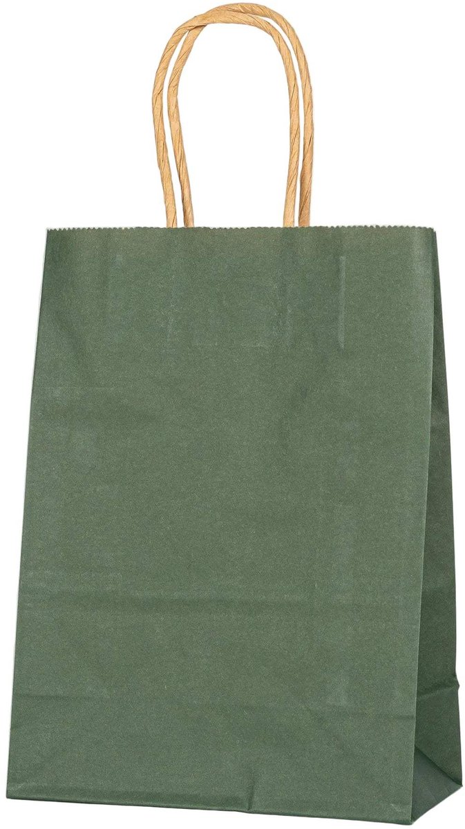 Papieren Draagtas - 60 Stuks -Donkergroen- 16x22x8cm - Papieren Tasjes - Kraft Tas - Tassen - Cadeau Tas - Hoogwaardig Kraft Papier - Eco-vriendelijk - Ideaal voor Geschenken - Lasentopack