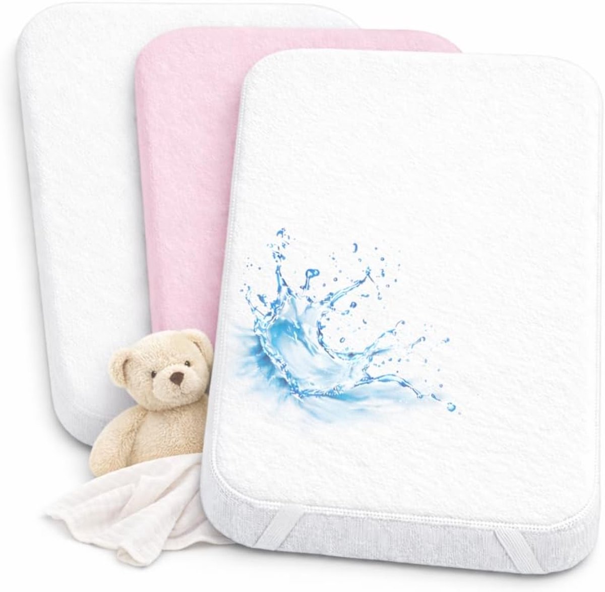 Fitted sheet 55 x 90 cm - set van 2 - Oeko-Tex - waterproof matrasbeschermer - SnelShoppen