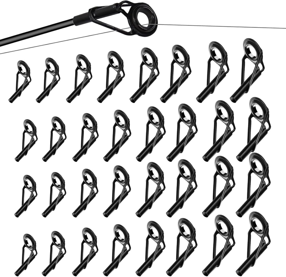 SnelShoppen - 32 Stuks N-AA Punt Ring Vissen Hengel Ring Reparatie Set - Hengel Reparatie Accessoires - Geschikt voor Alle Wateren - 8 Maten