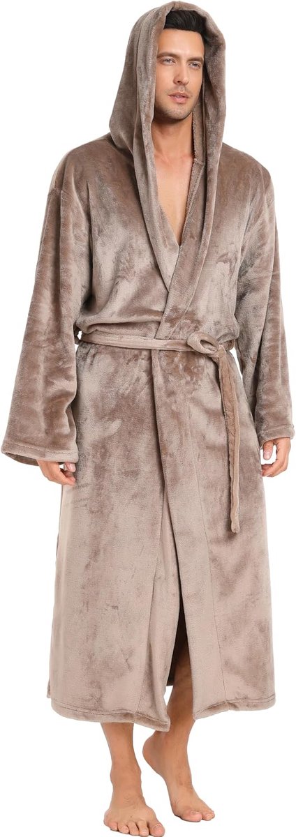 Doucheslaapjas voor heren - warme flanel - fluffy huisjas - perfect voor de winter - SnelShoppen
