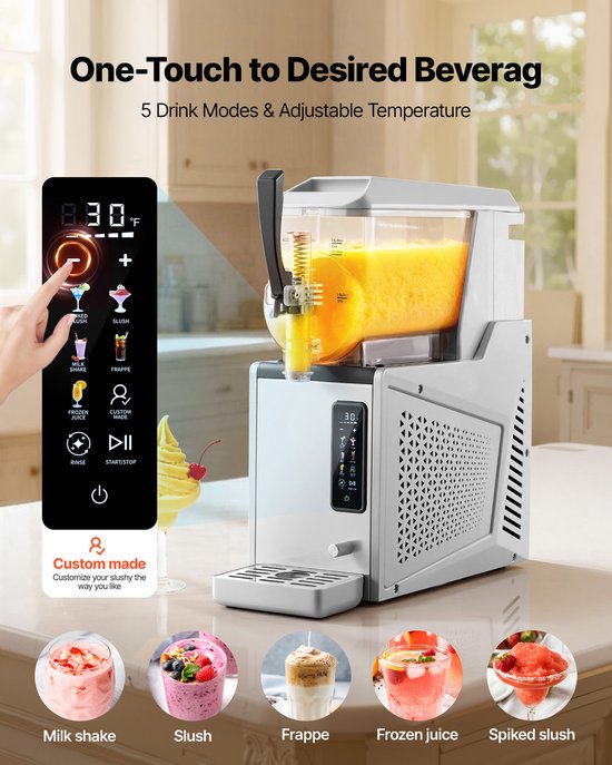 Slushmachine 1 X 3 L, 350 W Slush-Ijsmaker Zonder Ijs, Elektrische Machine met Zelfreinigende Functie, Ideaal voor Bevroren Dranken Zoals Margarita's, Frappés, Milkshakes en Shakes — afbeelding 3