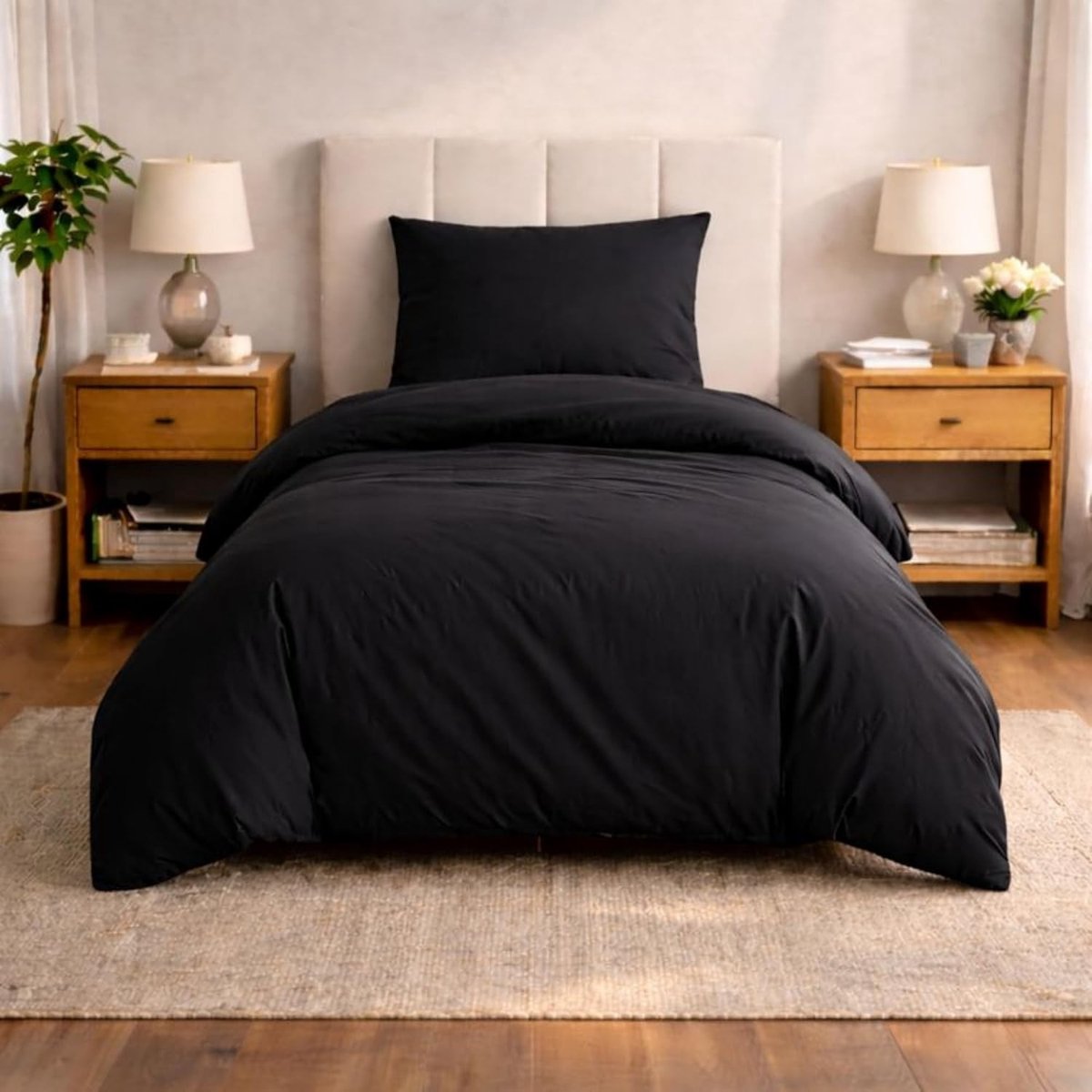 Bedlinnen 135 x 200 cm - 1 Kussensloop 80 x 80 cm - Geborsteld microvezel - Zacht en comfortabel - SnelShoppen