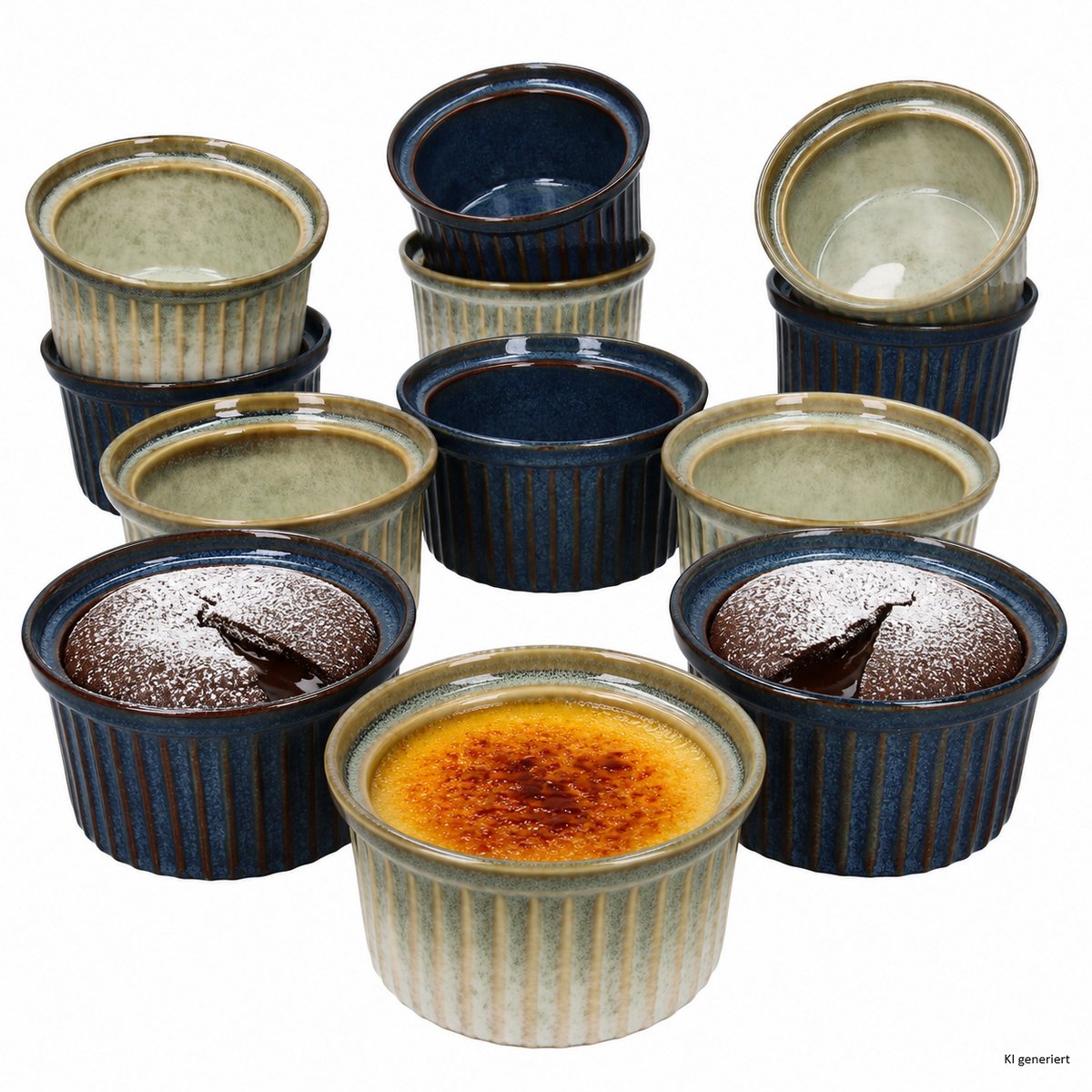 12-delige set CHEF soufflévormpjes Ø9,5cm 6x Blauw & 6x Mint van aardewerk – 24302477