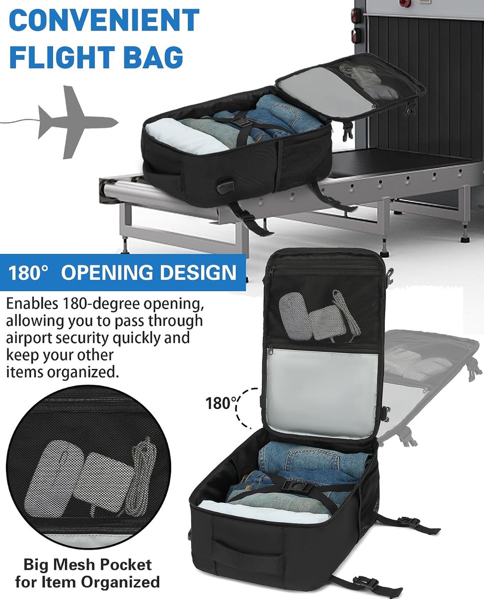 Reisrugzak voor cabinebagage - Handbagage voor vliegtuig - Lichtgewicht en duurzaam - Ideaal voor Ryanair en Easyjet - SnelShoppen