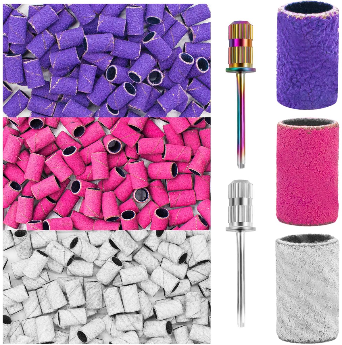 Nagelschuurbanden 300pcs - Coarse Fine Grain - 100#180#240 Grit - Voor nageldrills - SnelShoppen