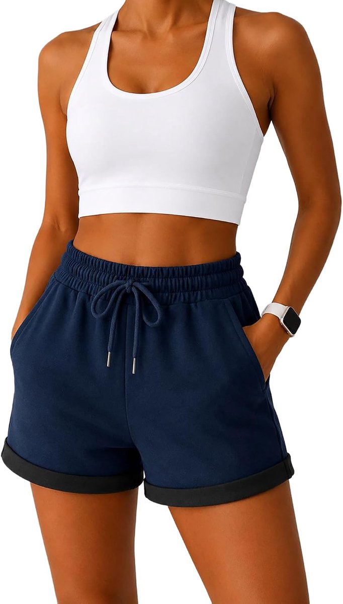 Sportshorts dames - katoen - korte sweatshorts - ideaal voor fitness - SnelShoppen