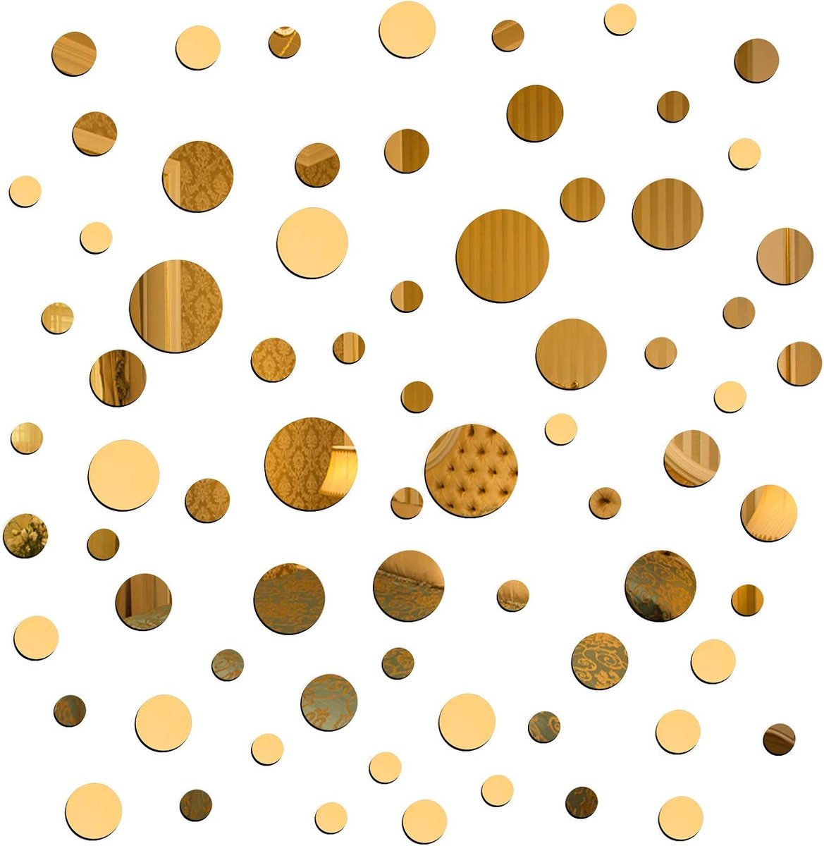 Ronde spiegel muurstickers 72 stuks - acryl - decoratief - voor sfeervolle wanddecoratie - SnelShoppen