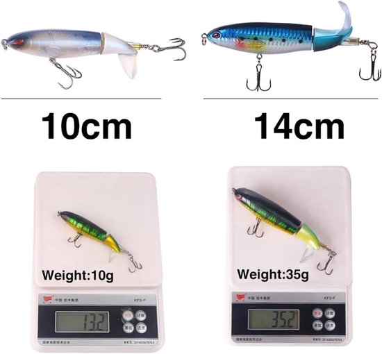 Whopper Popper Kunstaas - Topwater Lokaas Plopper - Vissen Op Zeebaars - Zachte Roterende Staart - 10 cm - One Color — afbeelding 2