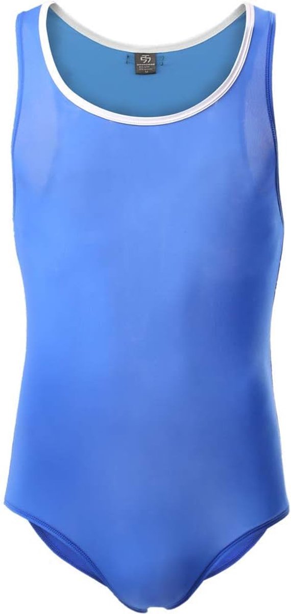 Bodysuit voor mannen Large - blauwe tricot - sexy shaper - ideaal voor sport - SnelShoppen