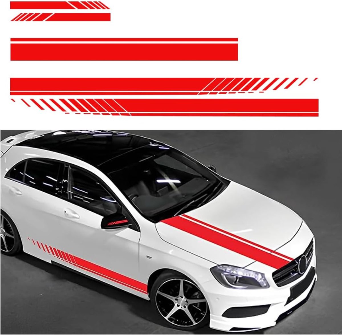 Auto stickers set van 5 - flexibele PVC - waterproof en schoon verwijderbaar - sportieve uitstraling - SnelShoppen