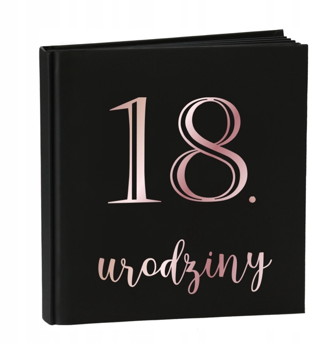 Gastenboek 18e Verjaardag Zwart met Rose Goud Folie