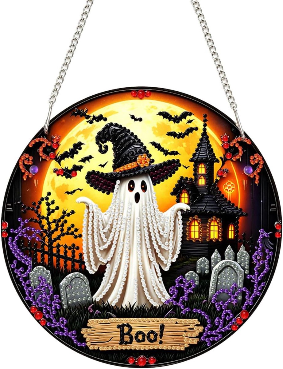 Casalora® DIY Diamond Painting Halloween Spook Raamhanger – 5D Acryl Hangdecoratie Kit – Halloween Decoratie